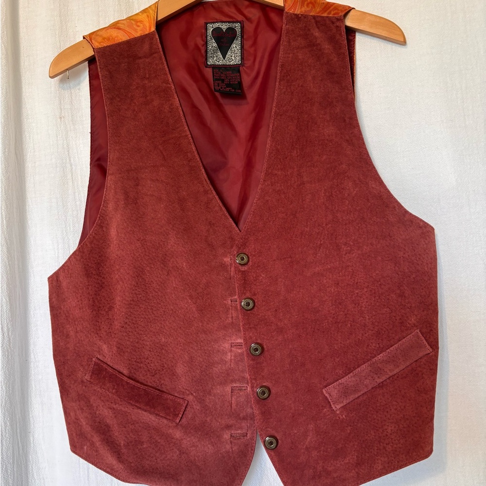 Vintage Dual Control Only For Her Orange and Burgundy Suede Vest
